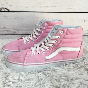 Vans Sk8 Hi Pink and White Canvas High-Top Sneakers Unisex 8 Men - 9.5 Women